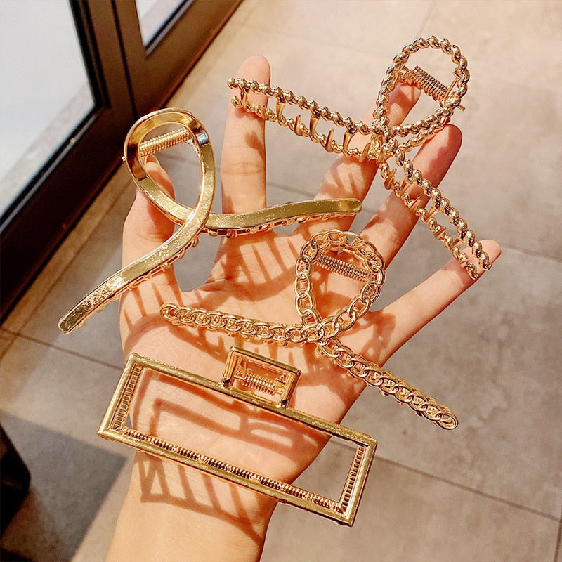 Women Geometric Hair Claw Girls Clamps Fashion Metal Hair Crab Cross Hair Clips Headband Hairpin Fashion Hair Accessories