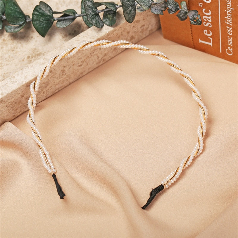 New Simple Full Pearls Women Hairbands Sweet Headband Hair Hoops Holder Ornament Head Band Lady Elegant Fashion Hair Accessories