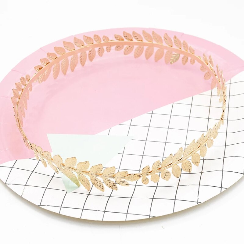 Fashion Golden Leaf Laurel Tiara Grecian Leaf Back Headwear Pearl Wedding Tiara Headband Hair Crown Bridal Hair Accessories