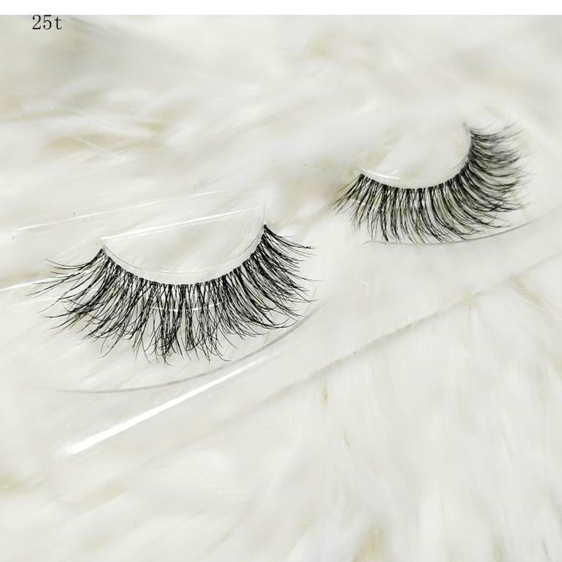 Transparent stem Mink Hair Eyelashes reusable Natural 3D Mink Messy Popular short False Eyelash Full Strip Eyelashes Extension