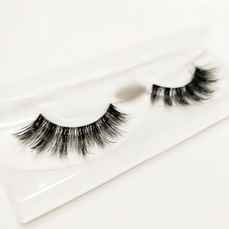 Transparent stem Mink Hair Eyelashes reusable Natural 3D Mink Messy Popular short False Eyelash Full Strip Eyelashes Extension