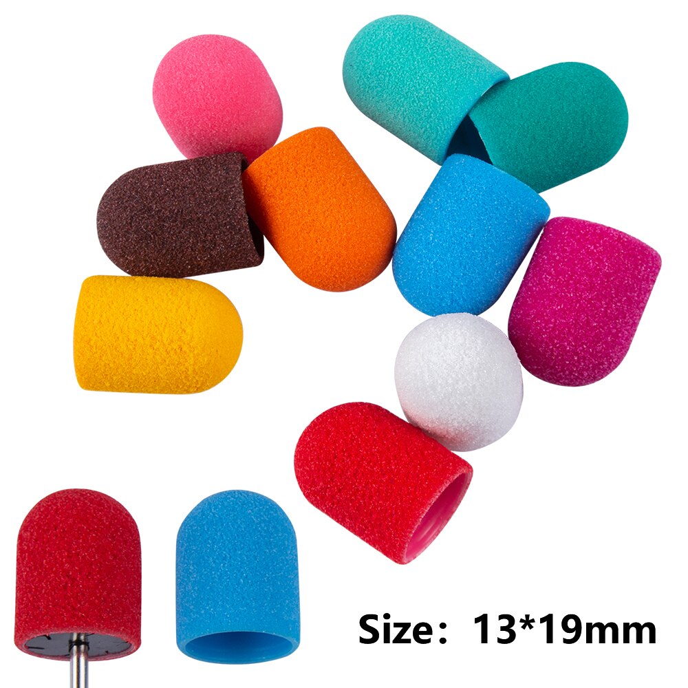 10pcs Nail Sanding Caps With Rubber Gel Polish Remover Nail