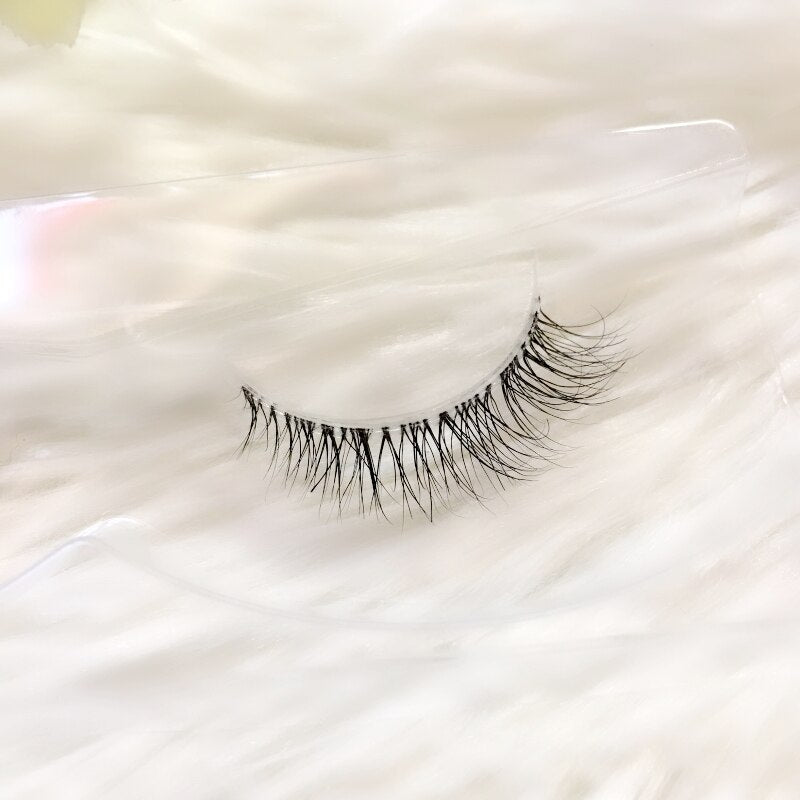 Transparent stem Mink Hair Eyelashes reusable Natural 3D Mink Messy Popular short False Eyelash Full Strip Eyelashes Extension
