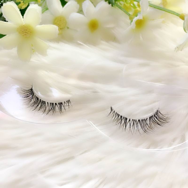 Transparent stem Mink Hair Eyelashes reusable Natural 3D Mink Messy Popular short False Eyelash Full Strip Eyelashes Extension