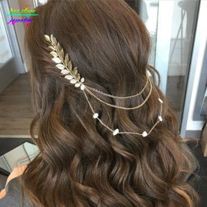Summer Style Bohemia Leaves Head Crown Chain And Leaves Hair Comb Wedding Hair Accessories
