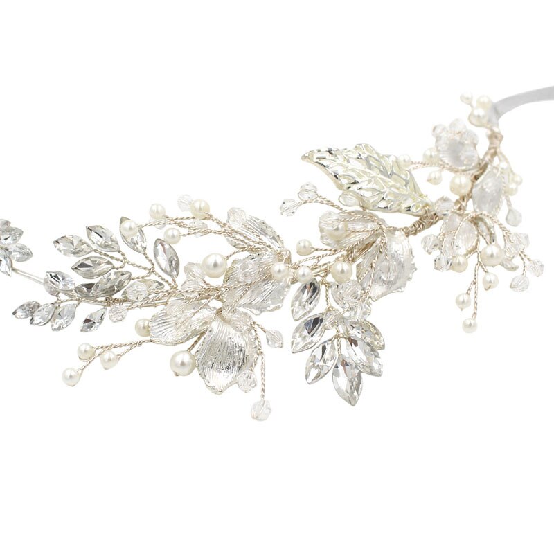 Handmade Alloy Wired Rhinestones Crystal Pearls Wedding Headband Bridal Hair