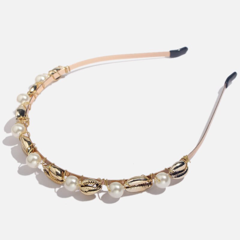 Fashion Boho Ethnic Shell Pearl Hair Clip Bands Headband Bridal Hair Accessories Head Wear Hairband Head Hoop Jewelry