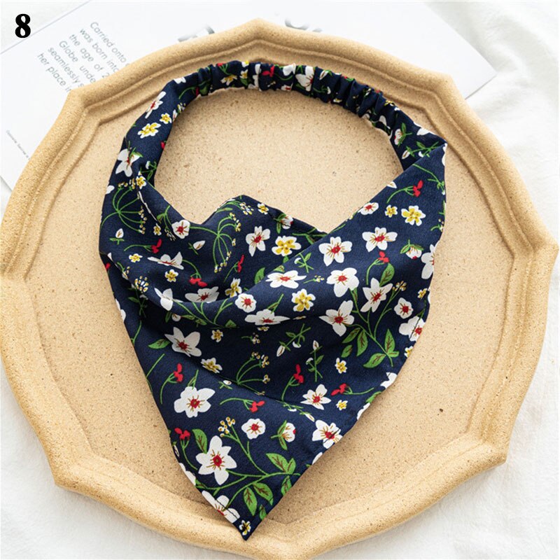 Floral Print Triangle Hair Scarf Headband Cute Turban Headwrap Head Scarf Elastic Hair Band Hairbands Women Hair Accessories summer wear
