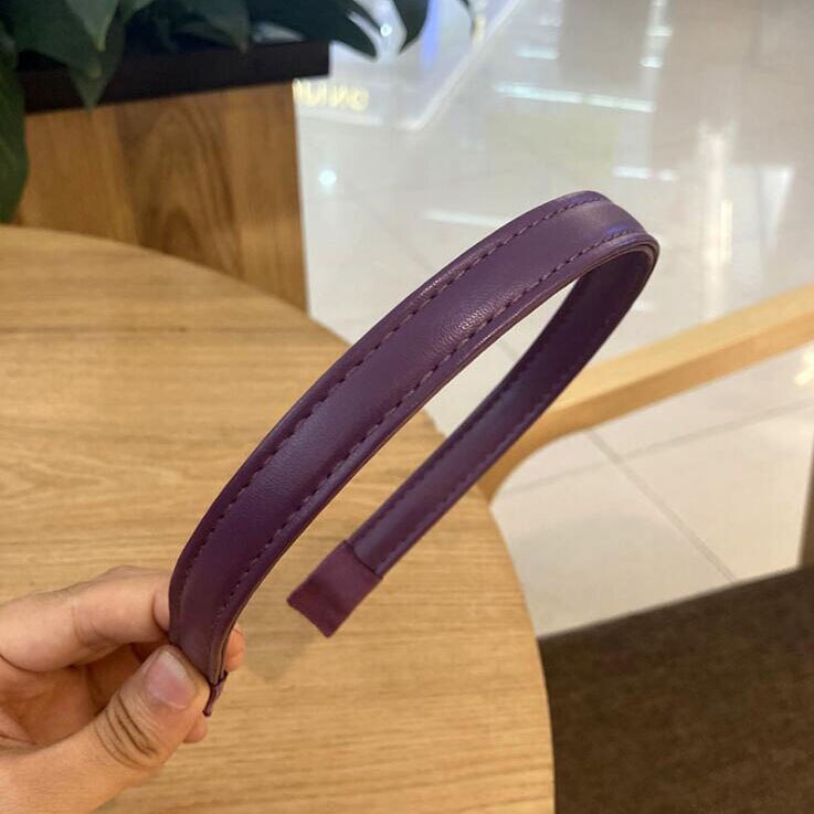 Women Headband PU Leather Retro Hairbands For Women Thin Girls Hair Band Female Hair Accessories Handmade Head Hoop