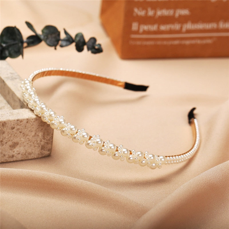 New Simple Full Pearls Women Hairbands Sweet Headband Hair Hoops Holder Ornament Head Band Lady Elegant Fashion Hair Accessories