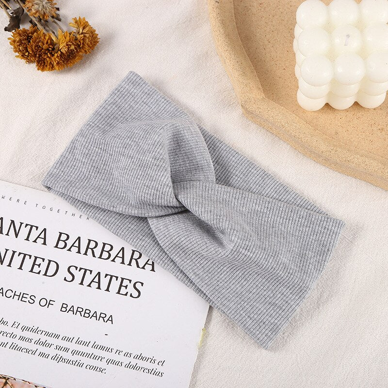 Woolen Cross Top Knot Elastic Hair Bands For Women Soft Solid Color Turban Headbands Women Girls Hair Accessories 2021