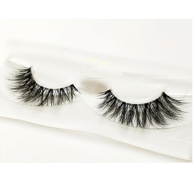 Transparent stem Mink Hair Eyelashes reusable Natural 3D Mink Messy Popular short False Eyelash Full Strip Eyelashes Extension