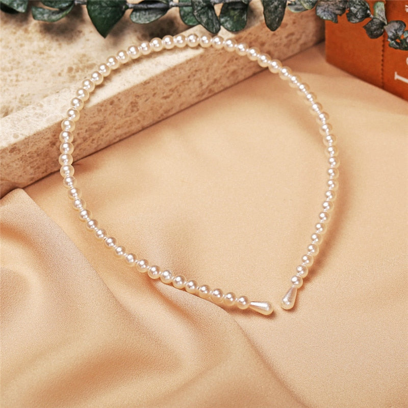 New Simple Full Pearls Women Hairbands Sweet Headband Hair Hoops Holder Ornament Head Band Lady Elegant Fashion Hair Accessories