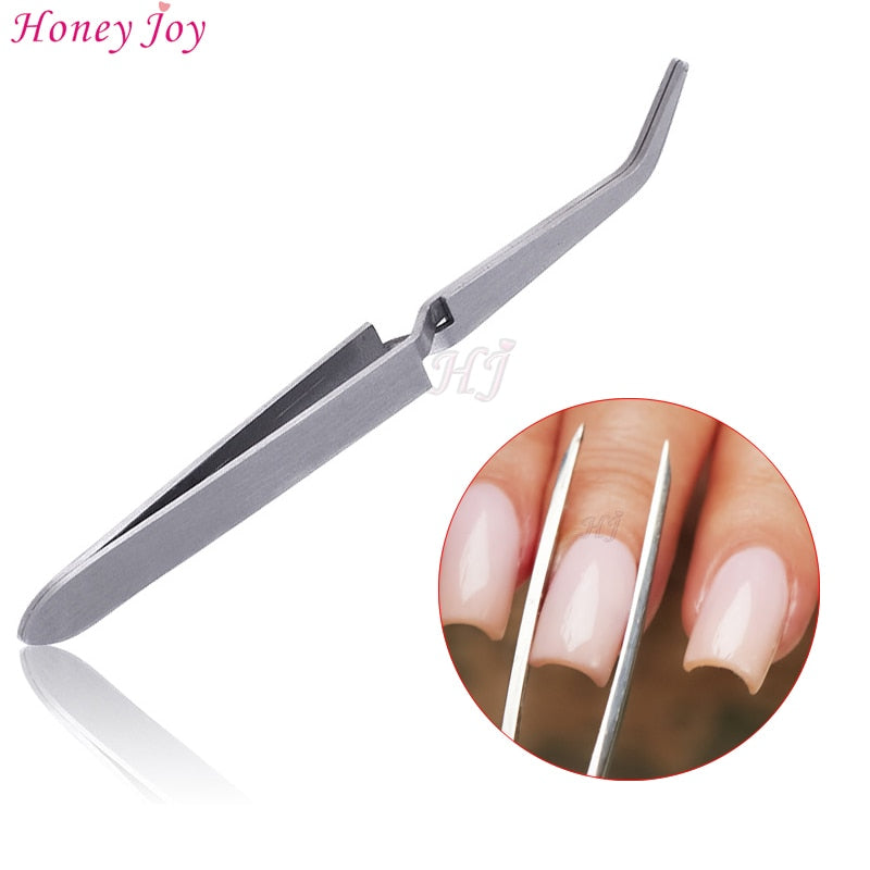 Golden Rainbow Acrylic Stainless Steel Nail Shaping Tweezers for UV Gel Tips