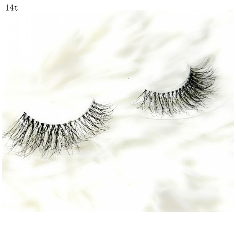 Transparent stem Mink Hair Eyelashes reusable Natural 3D Mink Messy Popular short False Eyelash Full Strip Eyelashes Extension