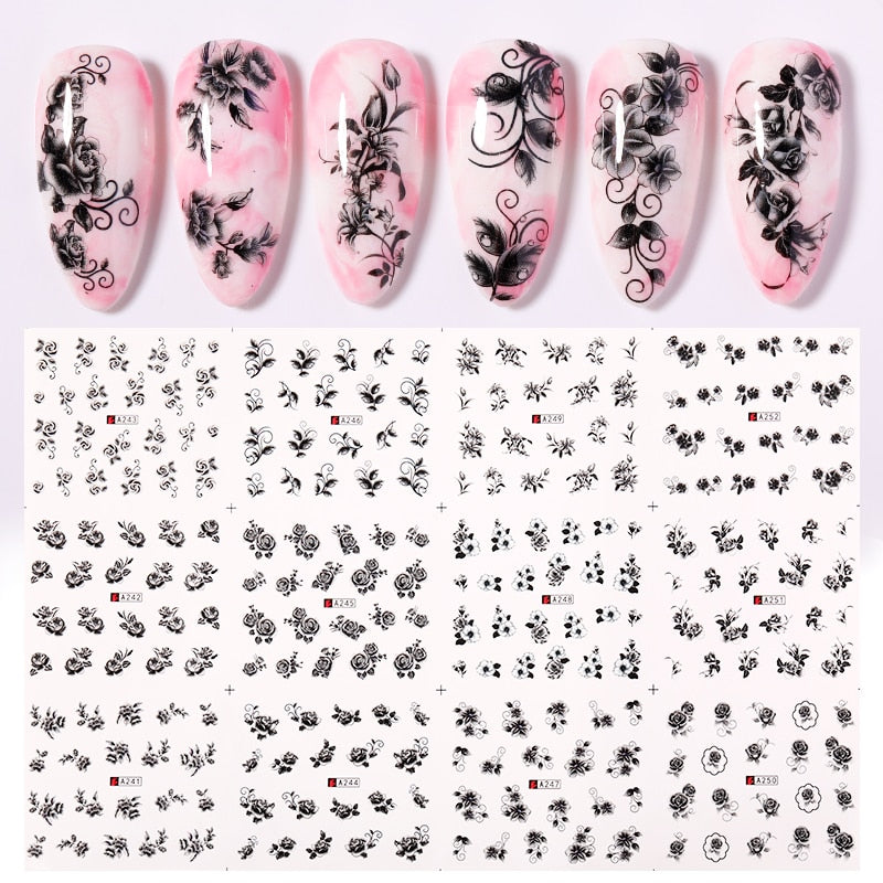 Patterns For Nail Art - Floral Aesthetic | Geometrical pattern | Figurine | Abstract art sheets pack of 12