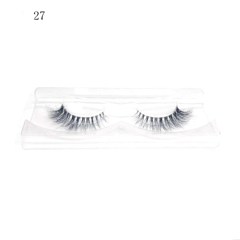 Transparent stem Mink Hair Eyelashes reusable Natural 3D Mink Messy Popular short False Eyelash Full Strip Eyelashes Extension