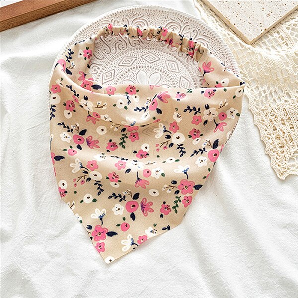 Floral Print Triangle Hair Scarf Headband Cute Turban Headwrap Head Scarf Elastic Hair Band Hairbands Women Hair Accessories summer wear