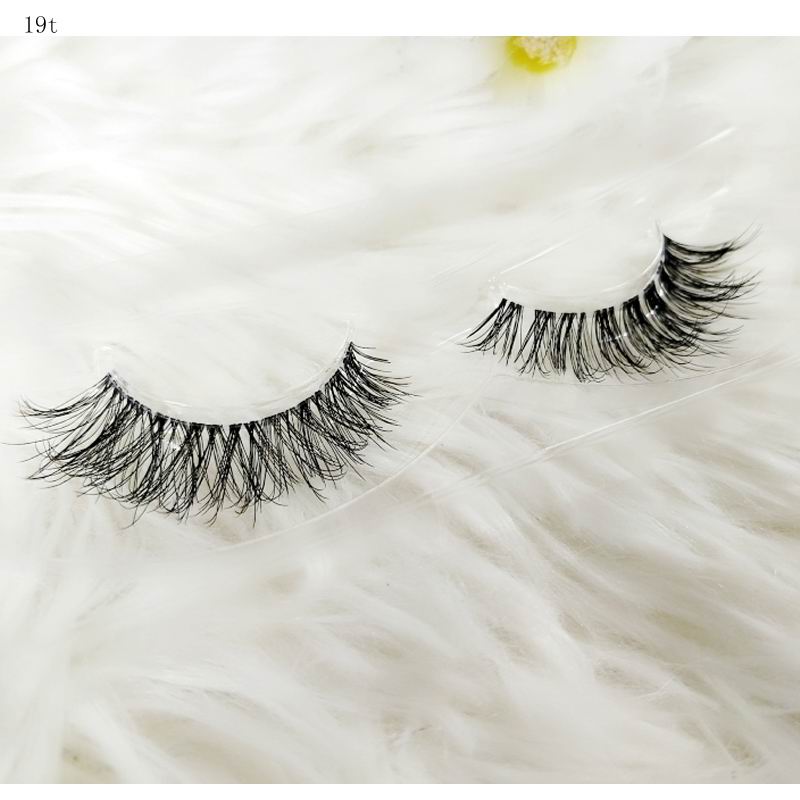 Transparent stem Mink Hair Eyelashes reusable Natural 3D Mink Messy Popular short False Eyelash Full Strip Eyelashes Extension