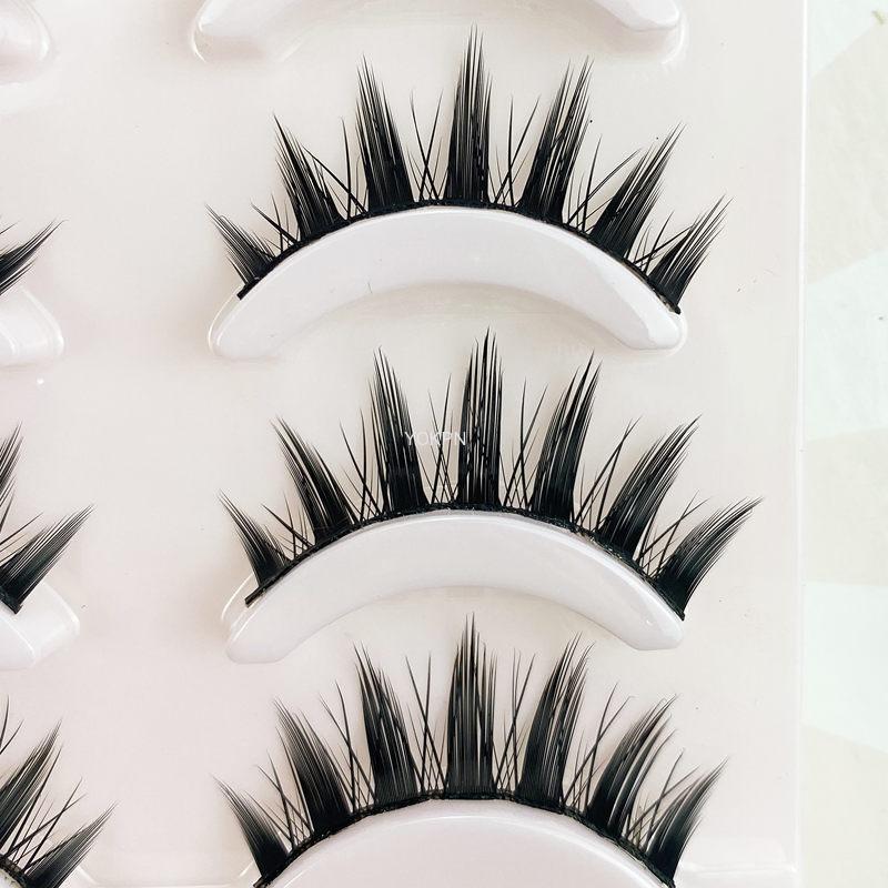 New 5 Pairs Eyelash Handmade Acrylic Cross Eyelash Female Japanese 3D Natural Lashes