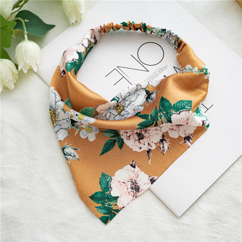 Floral Print Triangle Hair Scarf Headband Cute Turban Headwrap Head Scarf Elastic Hair Band Hairbands Women Hair Accessories summer wear