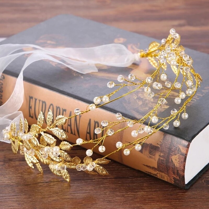Greek Crown Goddess Headdress Olive Crown Bridal Gold Foil Branch Women's Headdress Roman Wedding Women's Ceremony