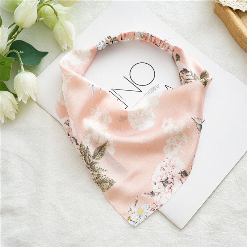Floral Print Triangle Hair Scarf Headband Cute Turban Headwrap Head Scarf Elastic Hair Band Hairbands Women Hair Accessories summer wear
