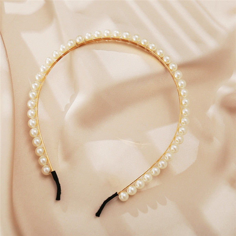 New Simple Full Pearls Women Hairbands Sweet Headband Hair Hoops Holder Ornament Head Band Lady Elegant Fashion Hair Accessories
