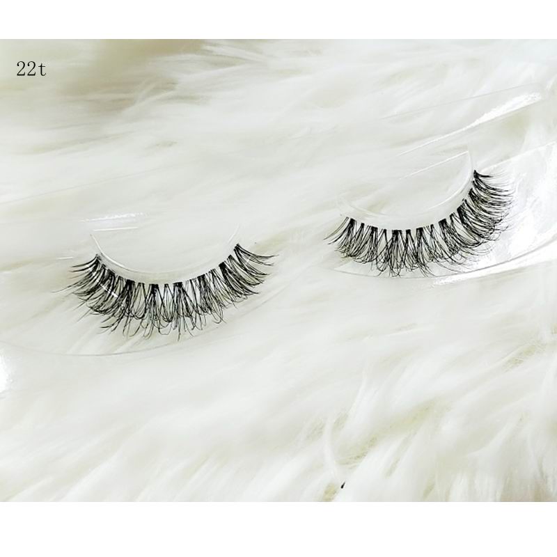 Transparent stem Mink Hair Eyelashes reusable Natural 3D Mink Messy Popular short False Eyelash Full Strip Eyelashes Extension
