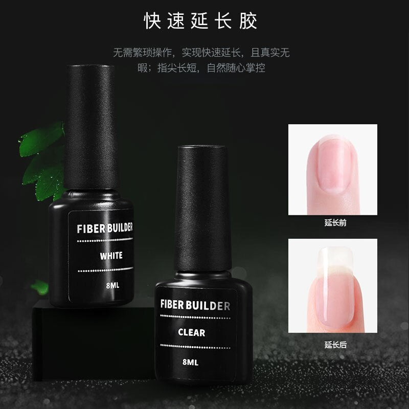 Fibre builder gel transparent white pink colors repair nail tips UV nail polish fiber gel