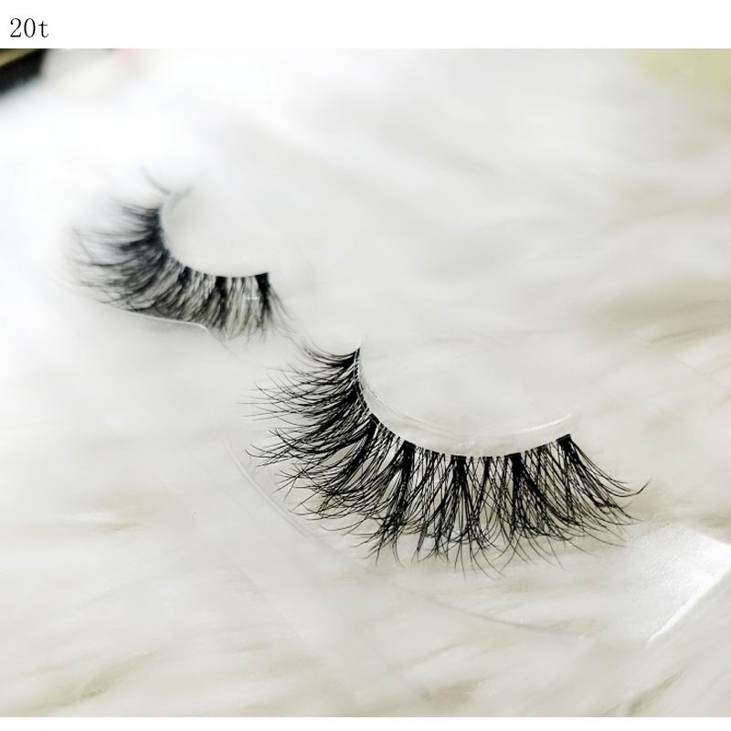 Transparent stem Mink Hair Eyelashes reusable Natural 3D Mink Messy Popular short False Eyelash Full Strip Eyelashes Extension
