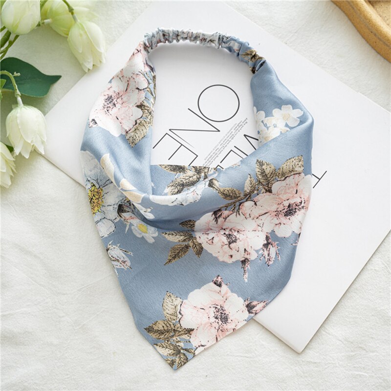 Floral Print Triangle Hair Scarf Headband Cute Turban Headwrap Head Scarf Elastic Hair Band Hairbands Women Hair Accessories summer wear