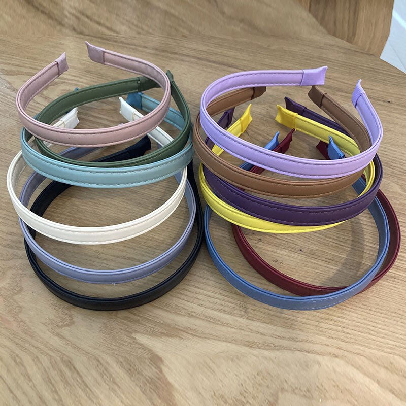 Women Headband PU Leather Retro Hairbands For Women Thin Girls Hair Band Female Hair Accessories Handmade Head Hoop