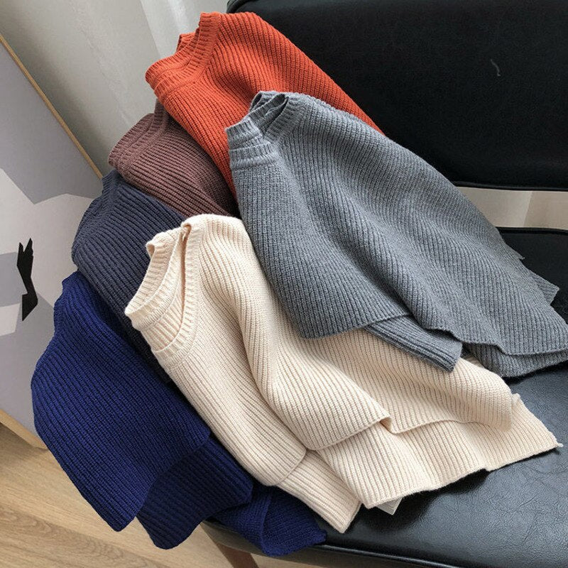 Knitted Cape Women Clothing O Neck Solid Short Tops Shawl Sweater Jumper 2023 Autumn Fashion Wild Knitted