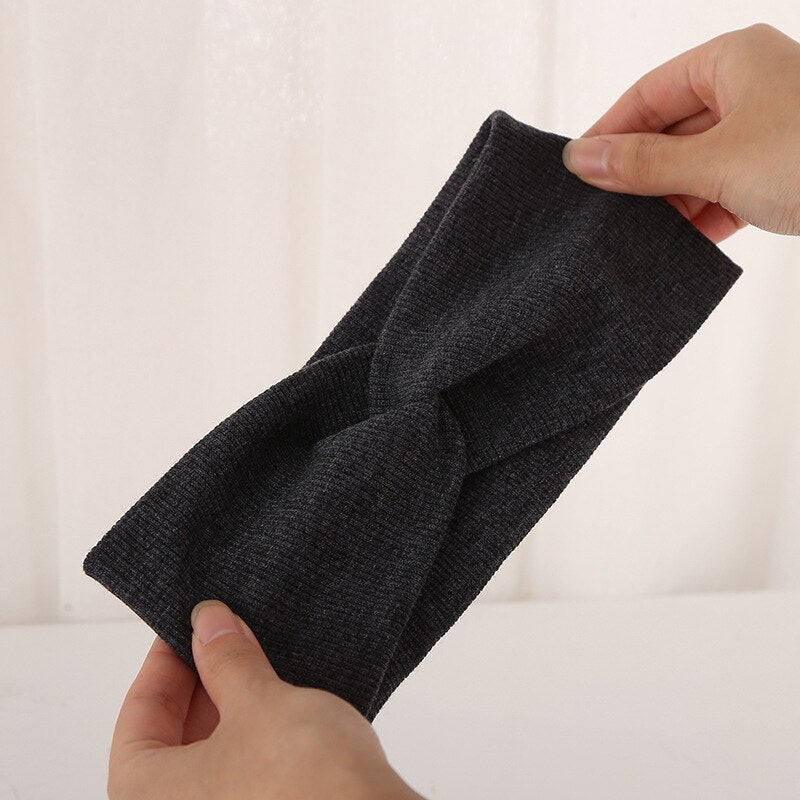 Woolen Cross Top Knot Elastic Hair Bands For Women Soft Solid Color Turban Headbands Women Girls Hair Accessories 2021