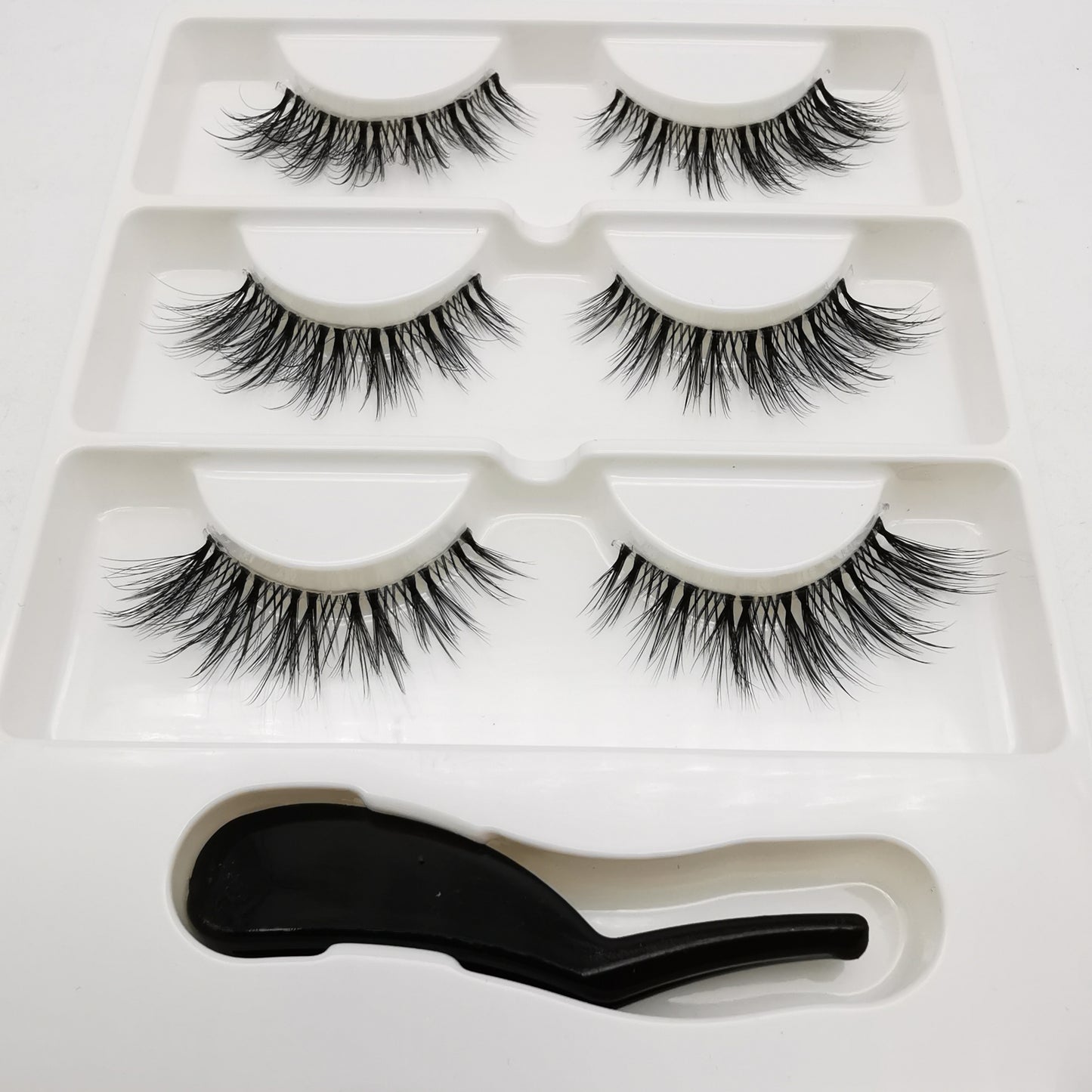 3 pairs 3D Mink Lashes Natural Long Wispy False Eyelashes +tweezers