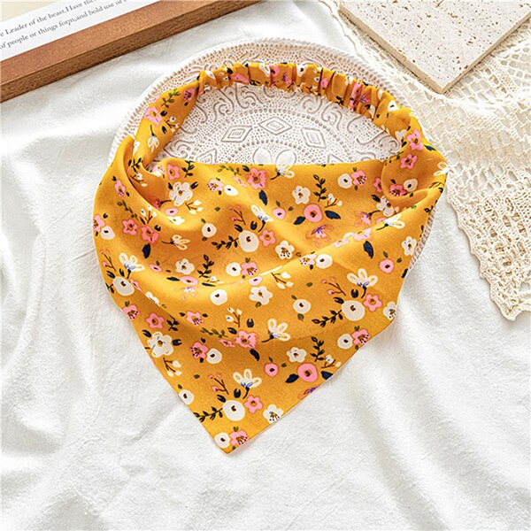 Floral Print Triangle Hair Scarf Headband Cute Turban Headwrap Head Scarf Elastic Hair Band Hairbands Women Hair Accessories summer wear