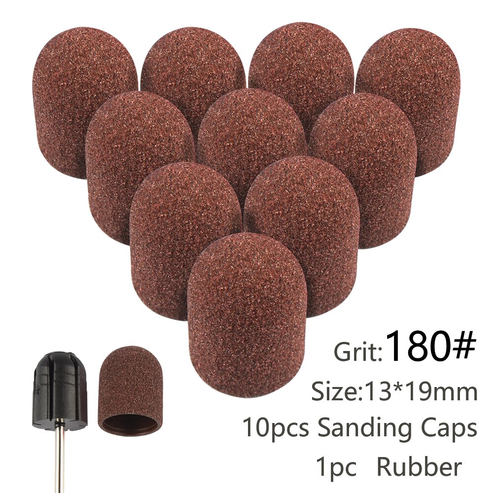 10pcs Nail Sanding Caps With Rubber Gel Polish Remover Nail
