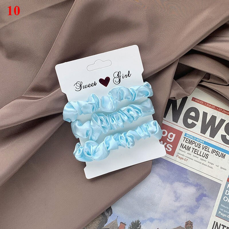 Women Girls Silky Satin Hair Scrunchies Solid Stretch Elastic Hair Tie Simple Elegant Rubber Band Ponytail Tie Wholesale