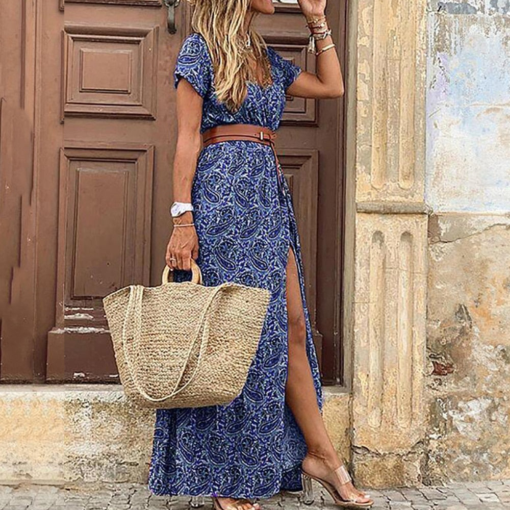 Long Dress for Women 2023 Summer Beach Bohemian Dress Casual Female Clothing maxi