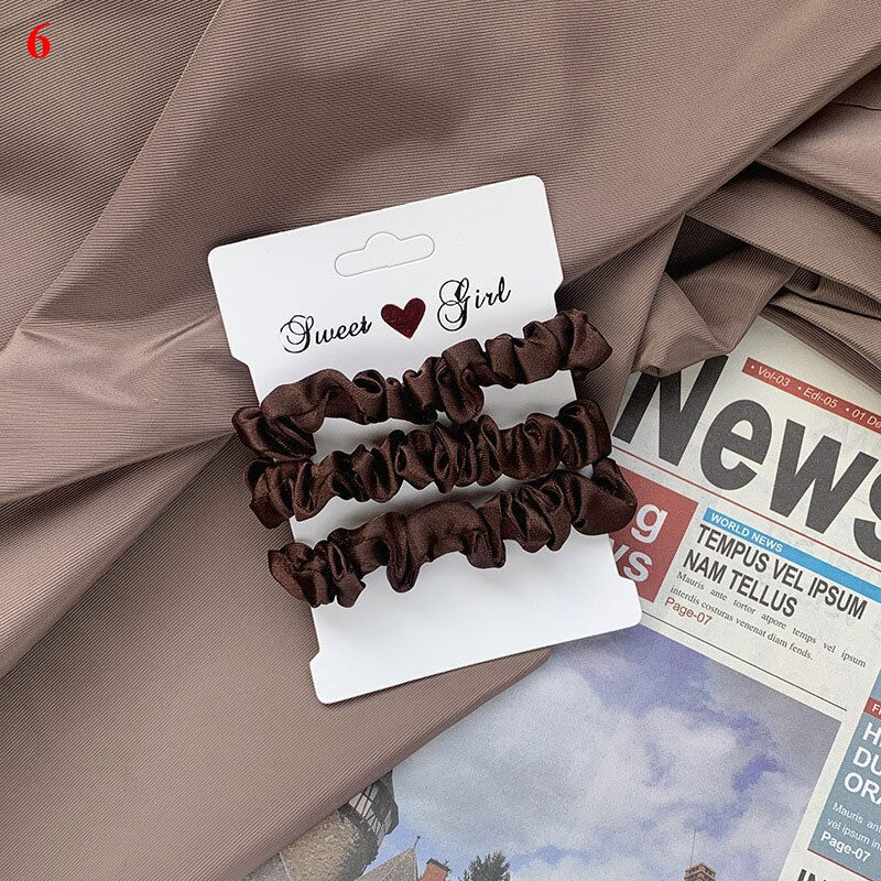 Women Girls Silky Satin Hair Scrunchies Solid Stretch Elastic Hair Tie Simple Elegant Rubber Band Ponytail Tie Wholesale