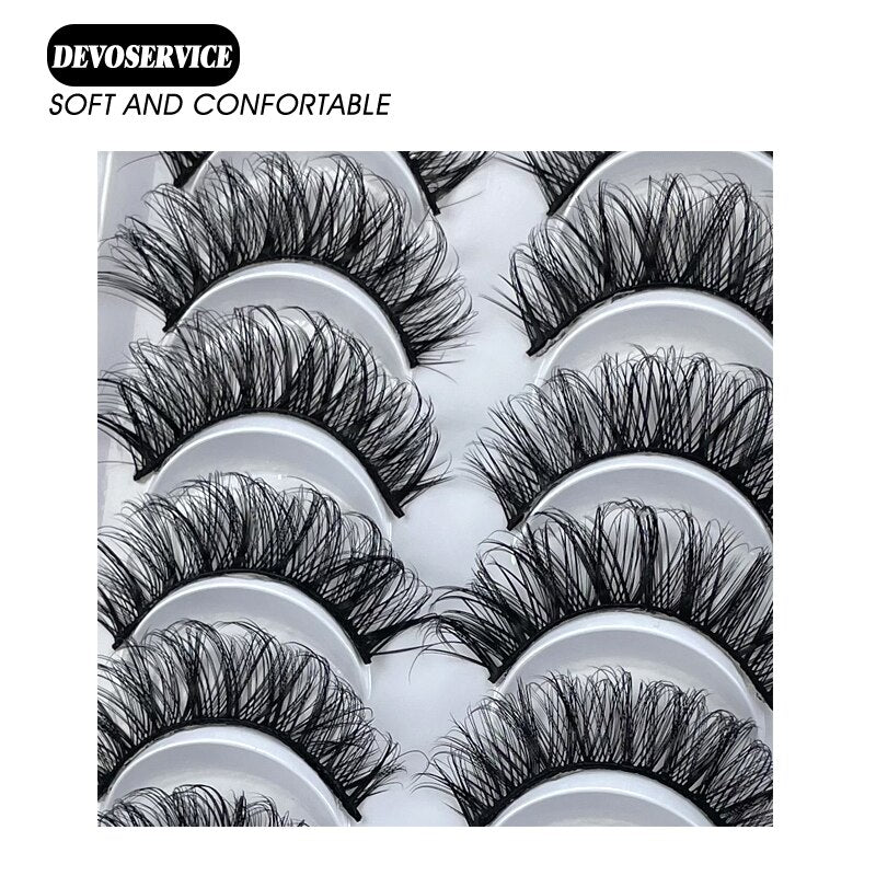 Russian Strip Lashes 6/10 Pairs Fluffy Mink Lashes 3D False Eyelashes Russian Eyelash DD Curl Fake Eye Lash Makeup