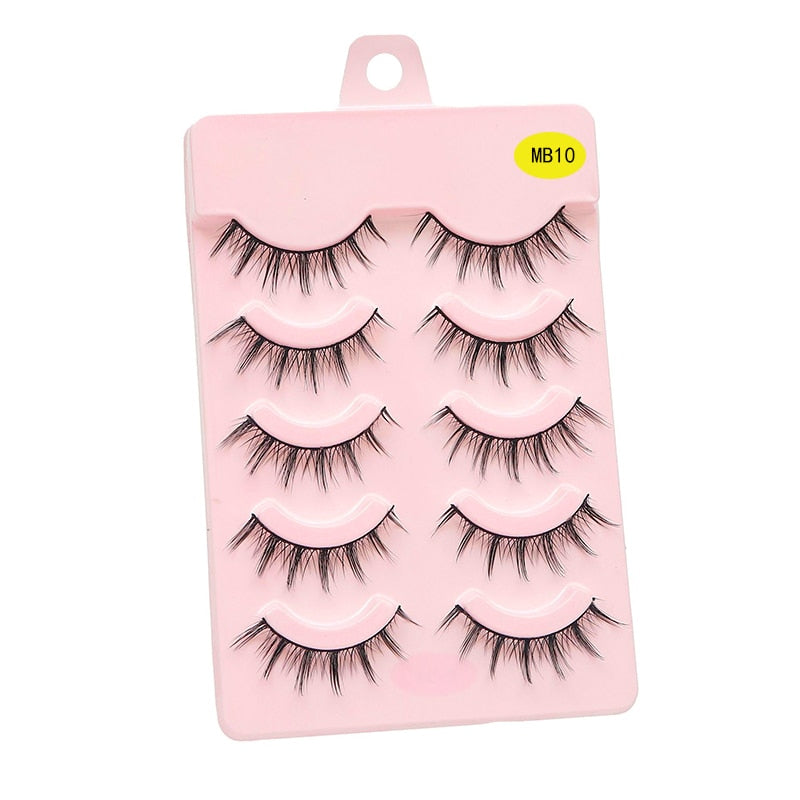 LEKOFO 5 Pairs 3D mink manga lashes faux cils korean natural fake eye lashes extension cosplay fluffy false eyelashes makeup New