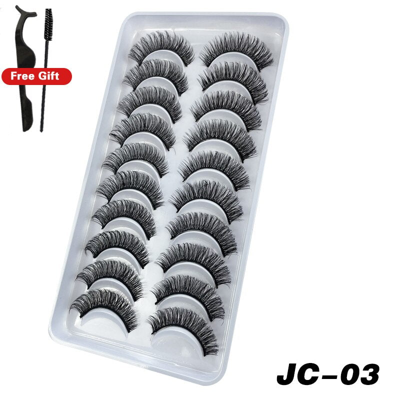 Russian Strip Lashes 6/10 Pairs Fluffy Mink Lashes 3D False Eyelashes Russian Eyelash DD Curl Fake Eye Lash Makeup