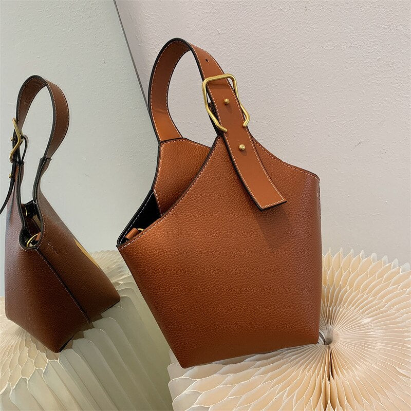 Retro Fashion Female Bags Casual Crossbody Bags Mini Handheld Bucket Bag Simple Temperament Single Shoulder Bag Female