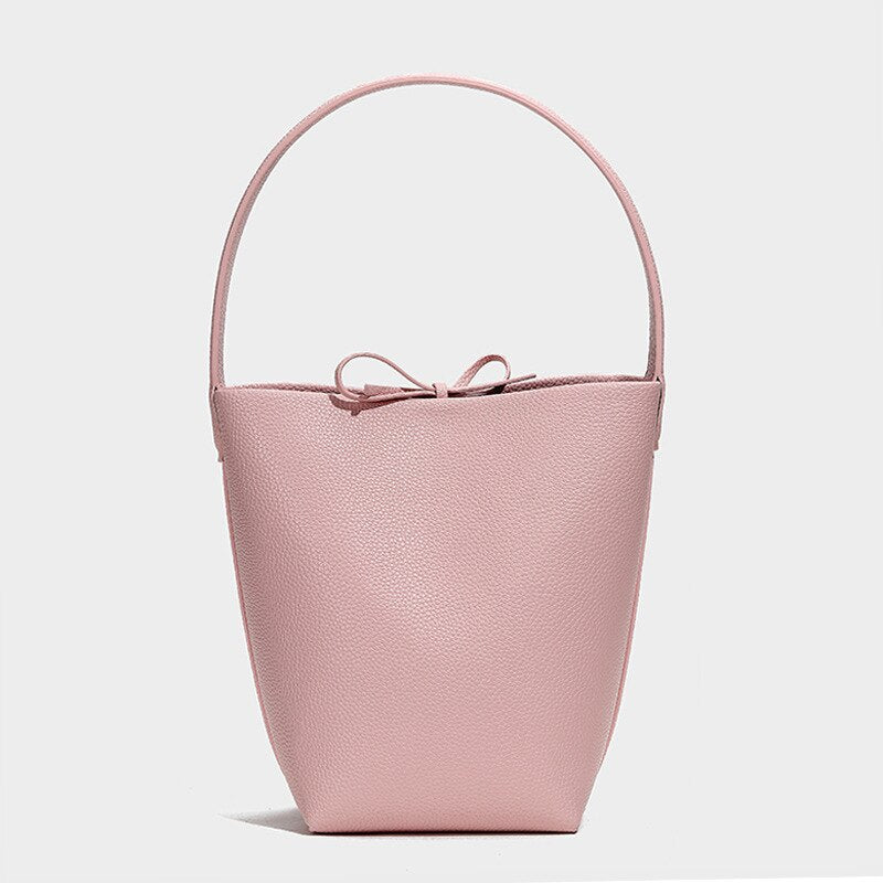 MS Fashion Bag Women Simple Cowhide Bucket Bag Oversize Lady Handbag Shoulder Luxury Togo Leather Bucket Bags Spring New 2023