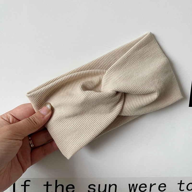 Solid Color Headband for Women Men Yoga Knitting Elastic Hair Bands Turban Makeup Hair Hoop Vintage Headwrap Accessories