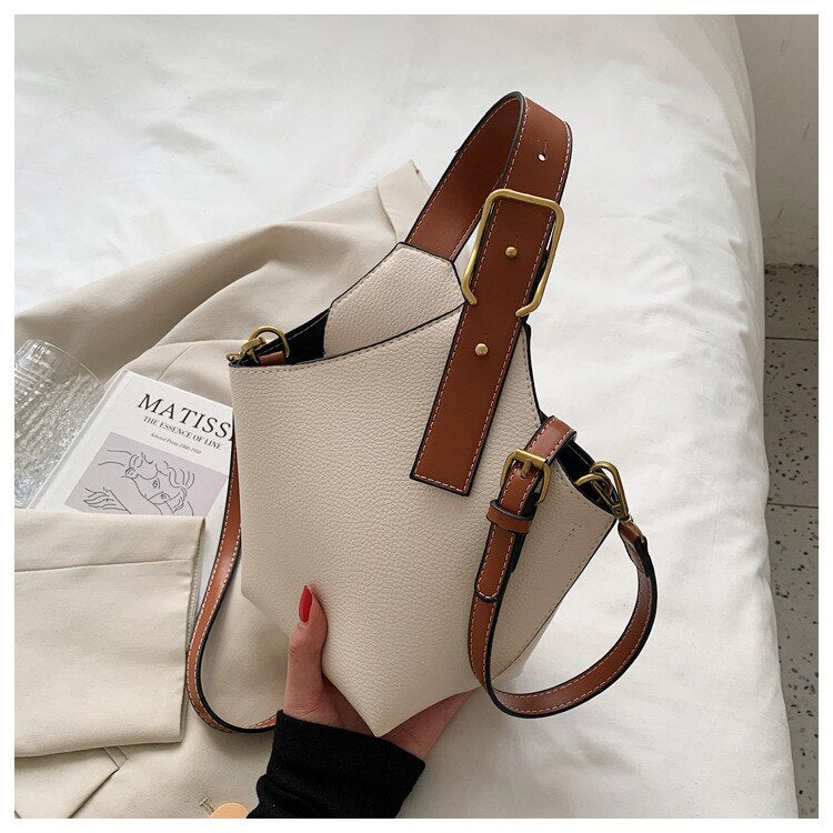 Retro Fashion Female Bags Casual Crossbody Bags Mini Handheld Bucket Bag Simple Temperament Single Shoulder Bag Female