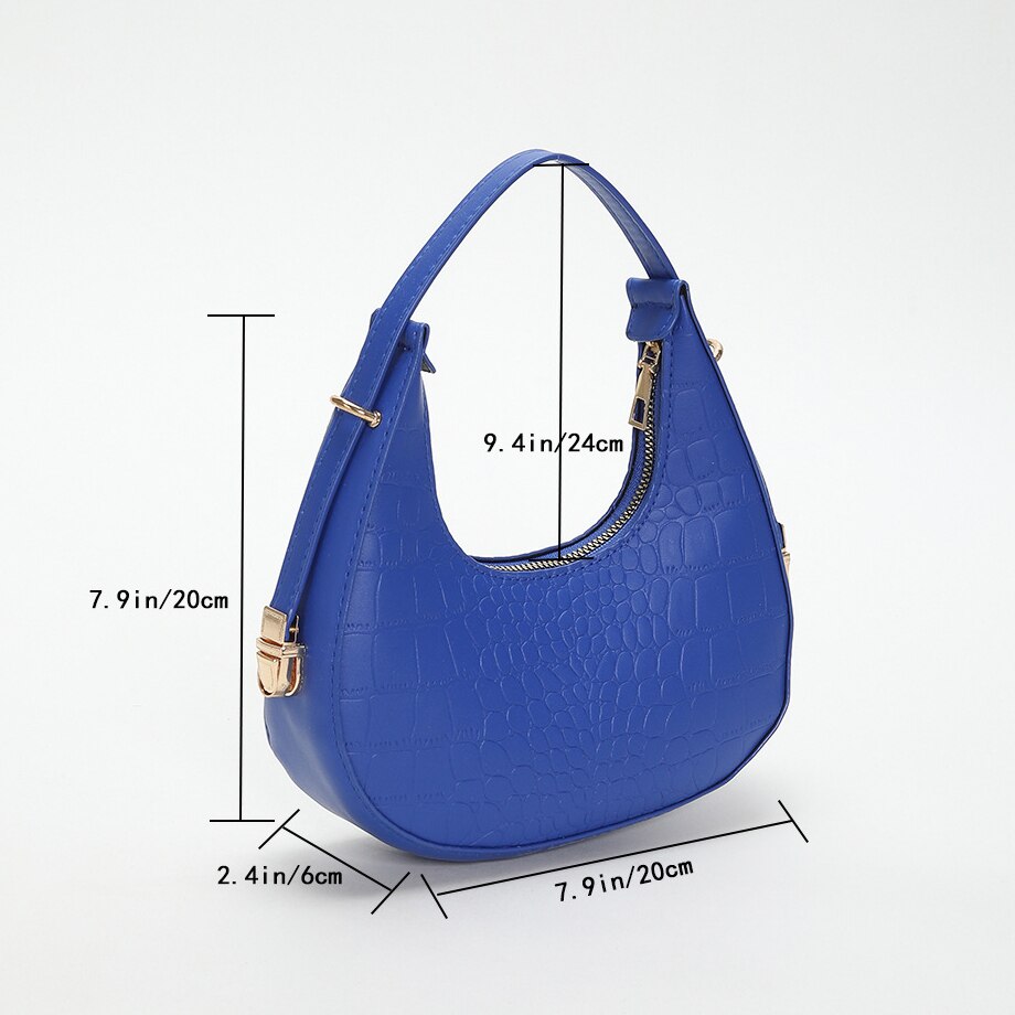 PU Leather Women Luxury Designer Handbag Purses 2023 Fashion Vintage Double Zipper Half Moon Crescent Hobos Shoulder Bags