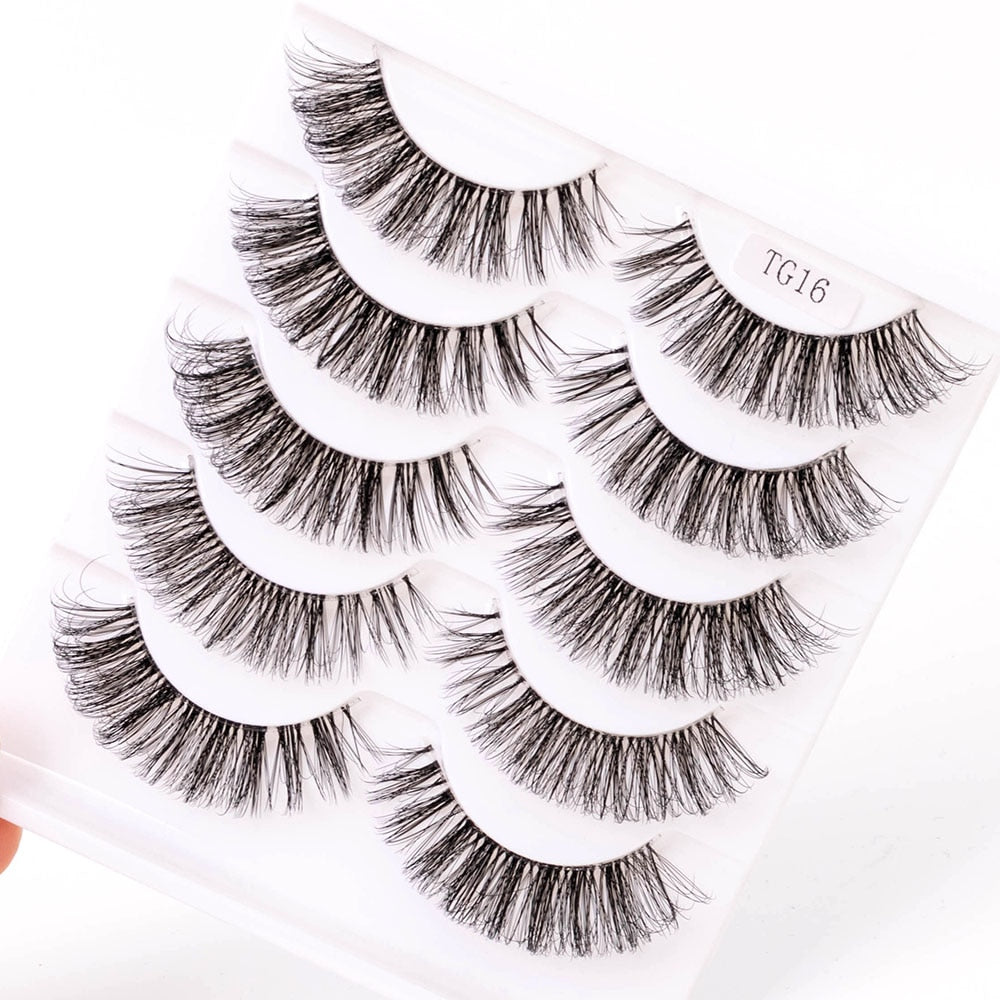 1/5Pairs Long Transparent band vegan eyelash curl Russian eyelashes clear